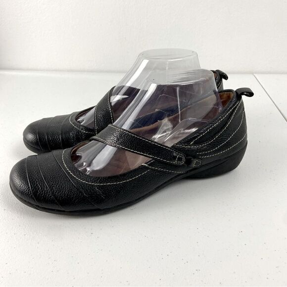 Naturalizer Noland Black Leather Loafer Shoes Mary Jane Flats Career 8.5 Wide - Picture 10 of 11